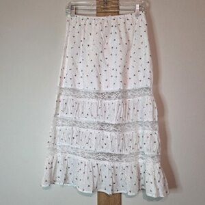 All in Favor Cream Floral A-Line Skirt